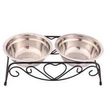 Один набор миски для домашних животных из нержавеющей стали двойные миски для собак для еды/воды два прочных кормушки для домашних животных для маленьких/средних/больших собак/кошек