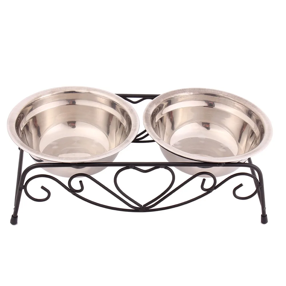 

One Set Pet Bowl Stainless Steel Double Dog Bowls for Food/Water Two Durable Pet Food Feeders for Small/Medium/Large Dogs/Cats