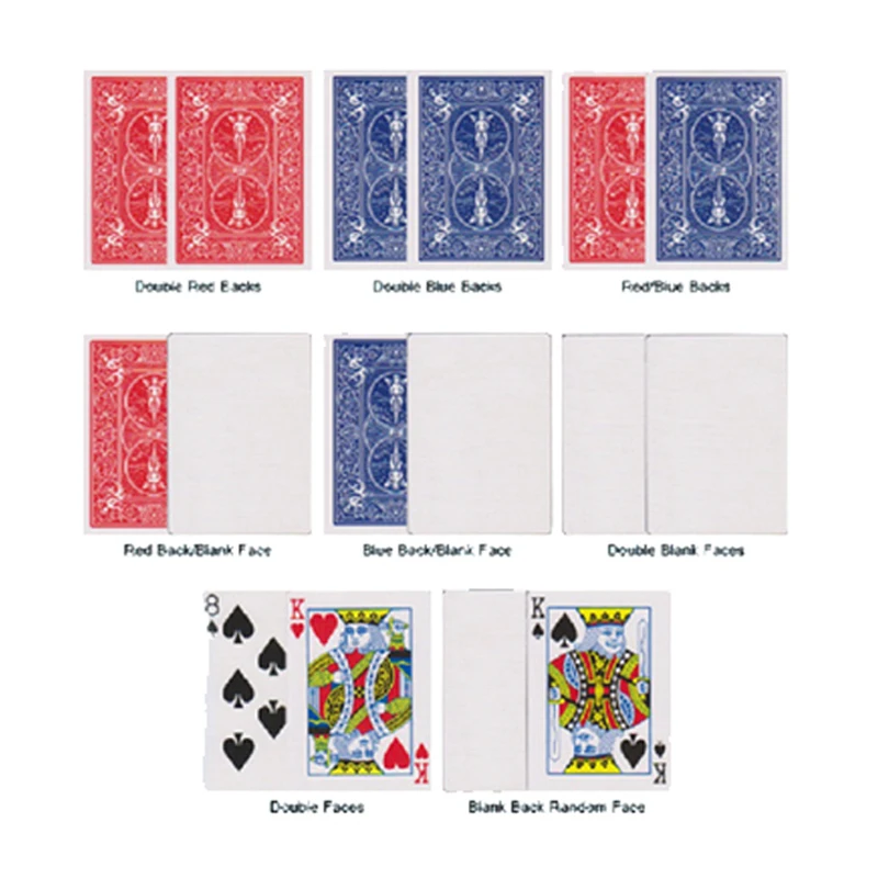 

8pcs Magic Bicycle Special Gaff Cards Magic Tricks Red/Blue, Double Face/Back/Blank, Face/Blank for Magician use Magic Props