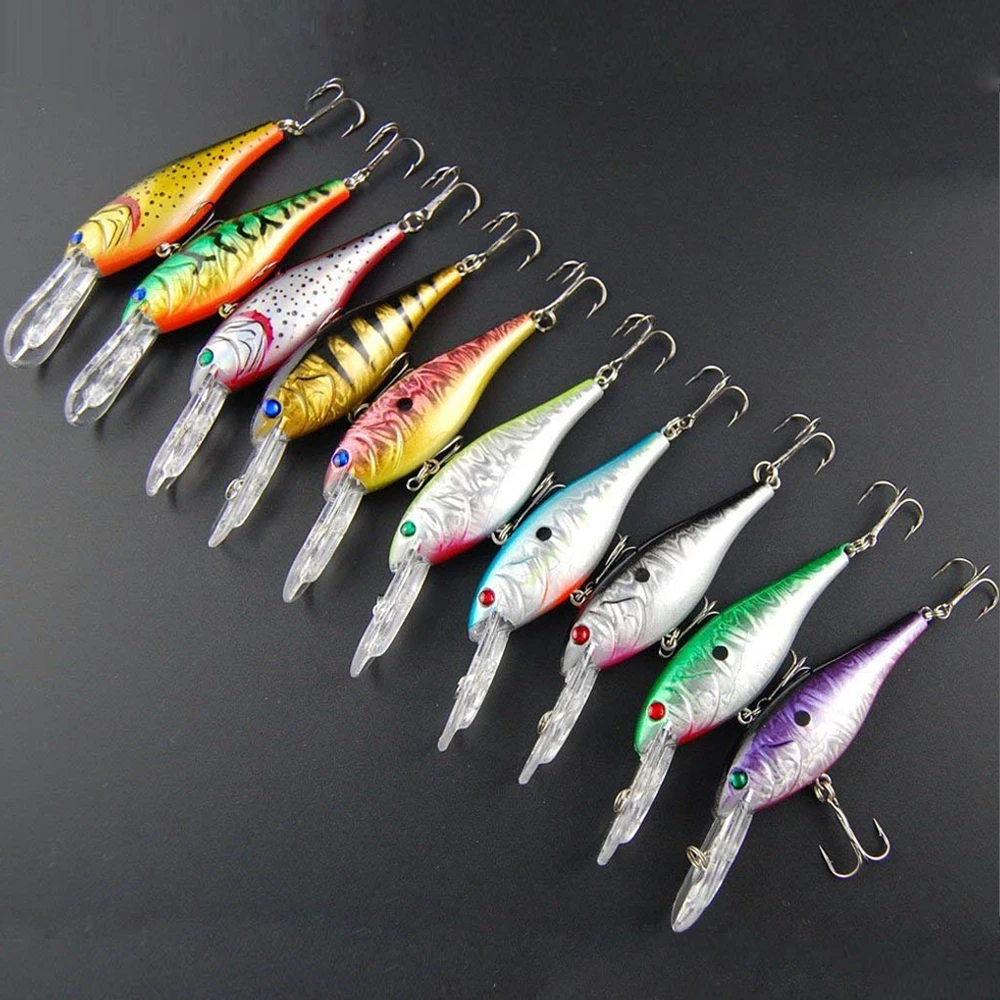 10pcs/lot Life like Plastic Minnow Fishing Lure Baits Deep Diver
