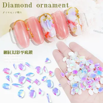 

50Pcs New nail flat bottom Stone 6X8 12Styples shaped magical white lovers shaped diamonds Japanese nail flat Rhinestone,JH879J