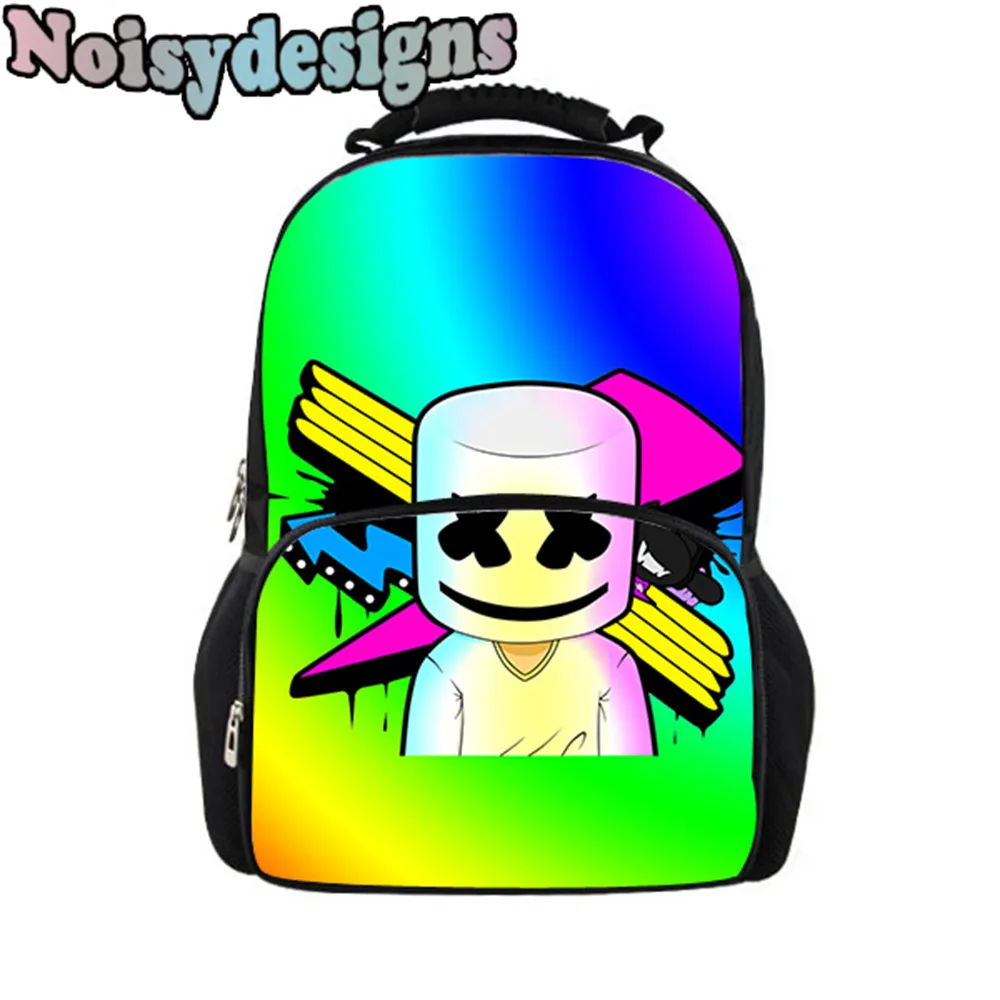 

NOISYDESIGNS Casual 3D Backpack Children School Bags Marshmello Printing Schoolbag Boys Student School Bag Kids Prints Bookbags