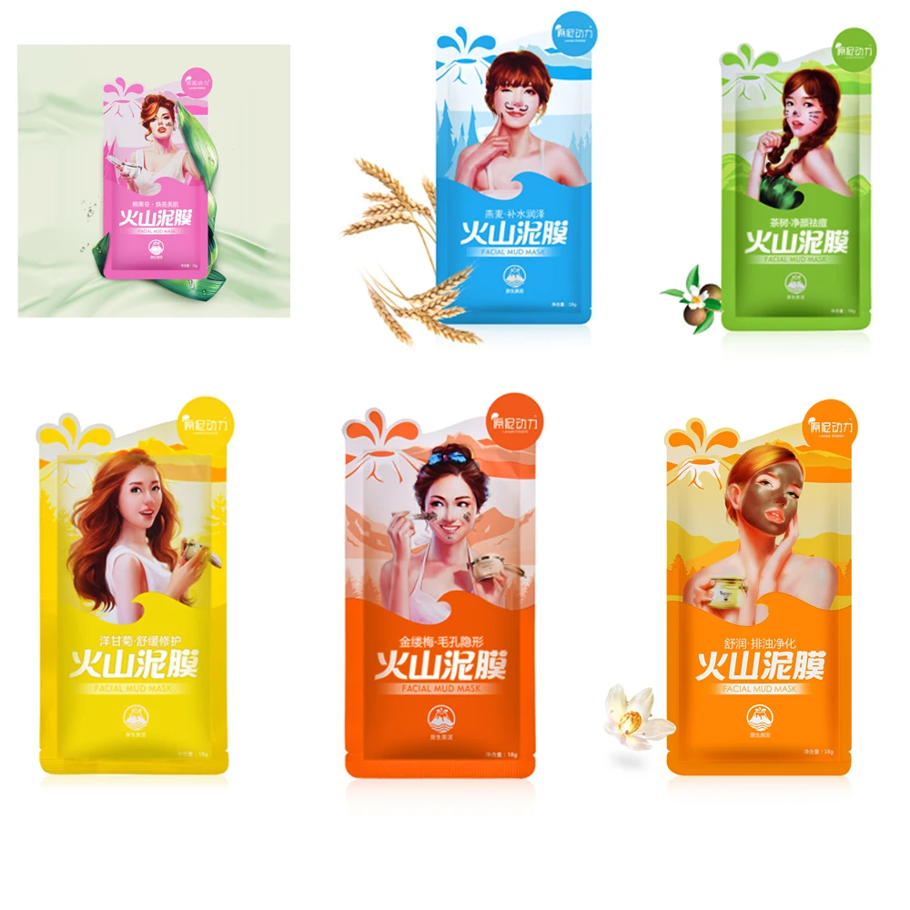 

1pc Facial Mask Volcanic Mud Series Skin Care Body Spa Tea Tree Essence Oil-control Shrink Pore Acne Arbutin Whitening Mud Mask