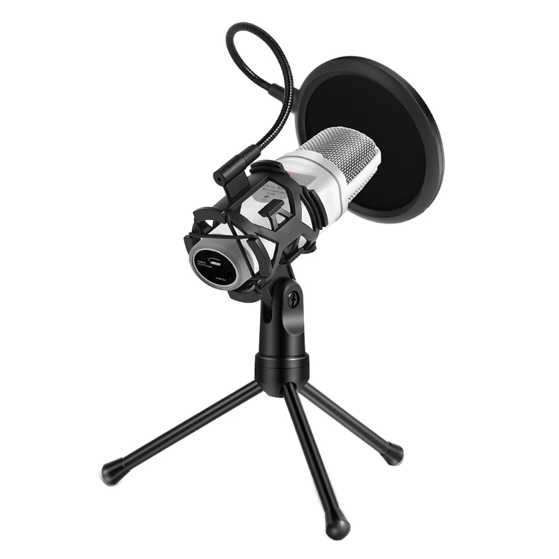 Microphone Stand Desktop Tripod Mini Portable Table Adjustable Mic Clip Holder Bracket Lightweight