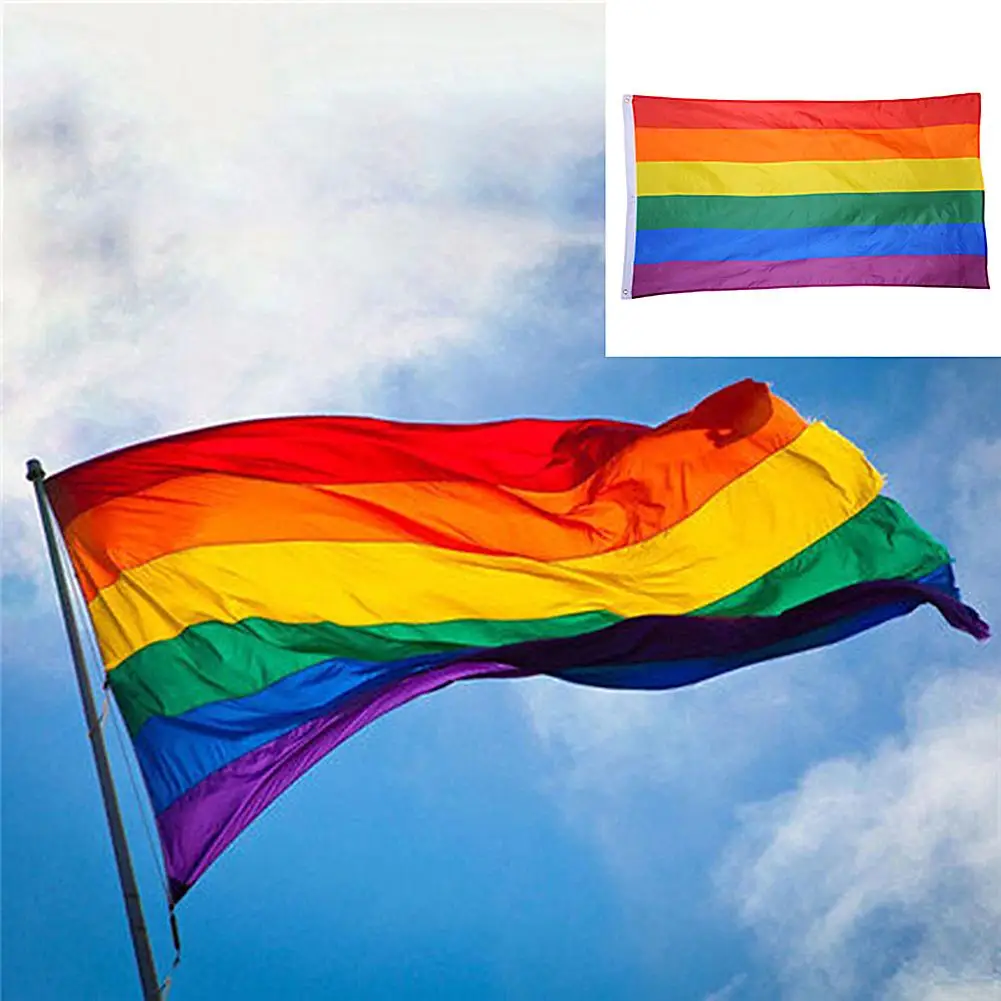 

LGBT Pride Flag 1 Pcs 90 x 150cm LGBT Flag For Lesbian Gay Pride Colorful Rainbow Flag For Gay Home Decor Gay Friendly LGBT Flag