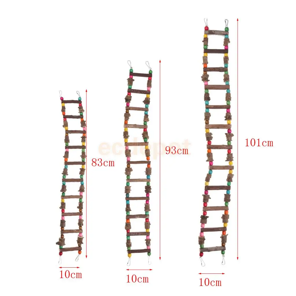 Bird Parrot Rat Hamster Chinchilla Toy, Wooden Ladder Bridge Swing Hanging Ladder Toy for Pet Trainning
