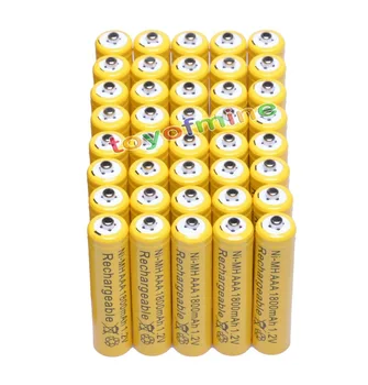

40x AAA 1800mAh 3A 1.2 V Ni-MH Yellow Rechargeable Battery Cell for MP3 RC Toys