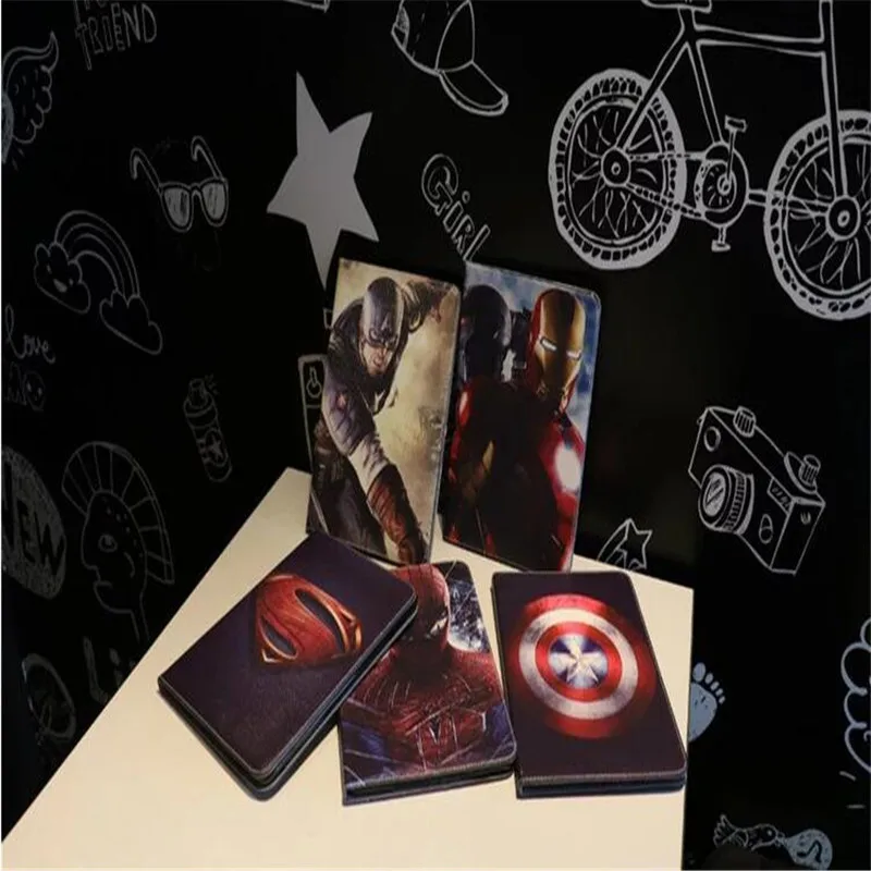 

2017 New come Hero series Spiderman Superman leather cover for ipad mini 4 tablet Holster with Blister packaging