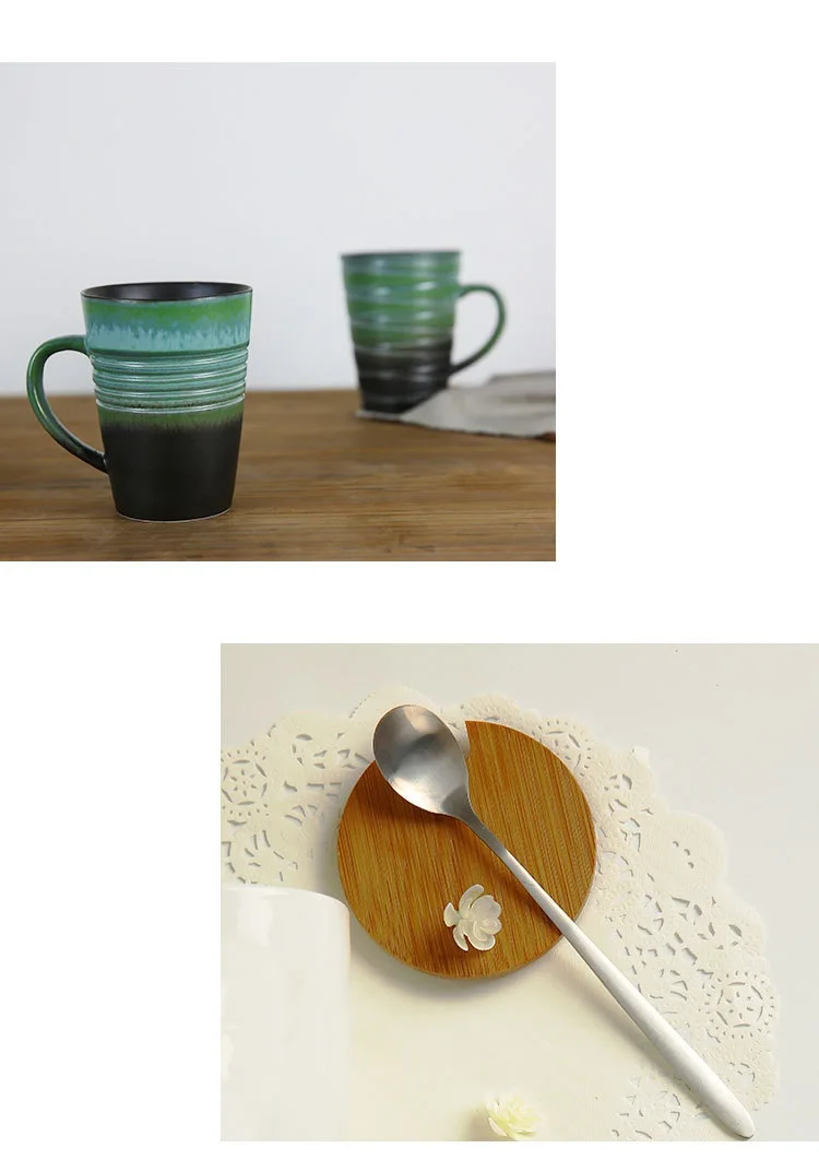 13 HIBOUR  Ceramic Tea Mug Originality Mug Gift  Stripe Mugs Hand-plating with Handgrip Ceramic Breakfast Milk Coffee Cups 300mL