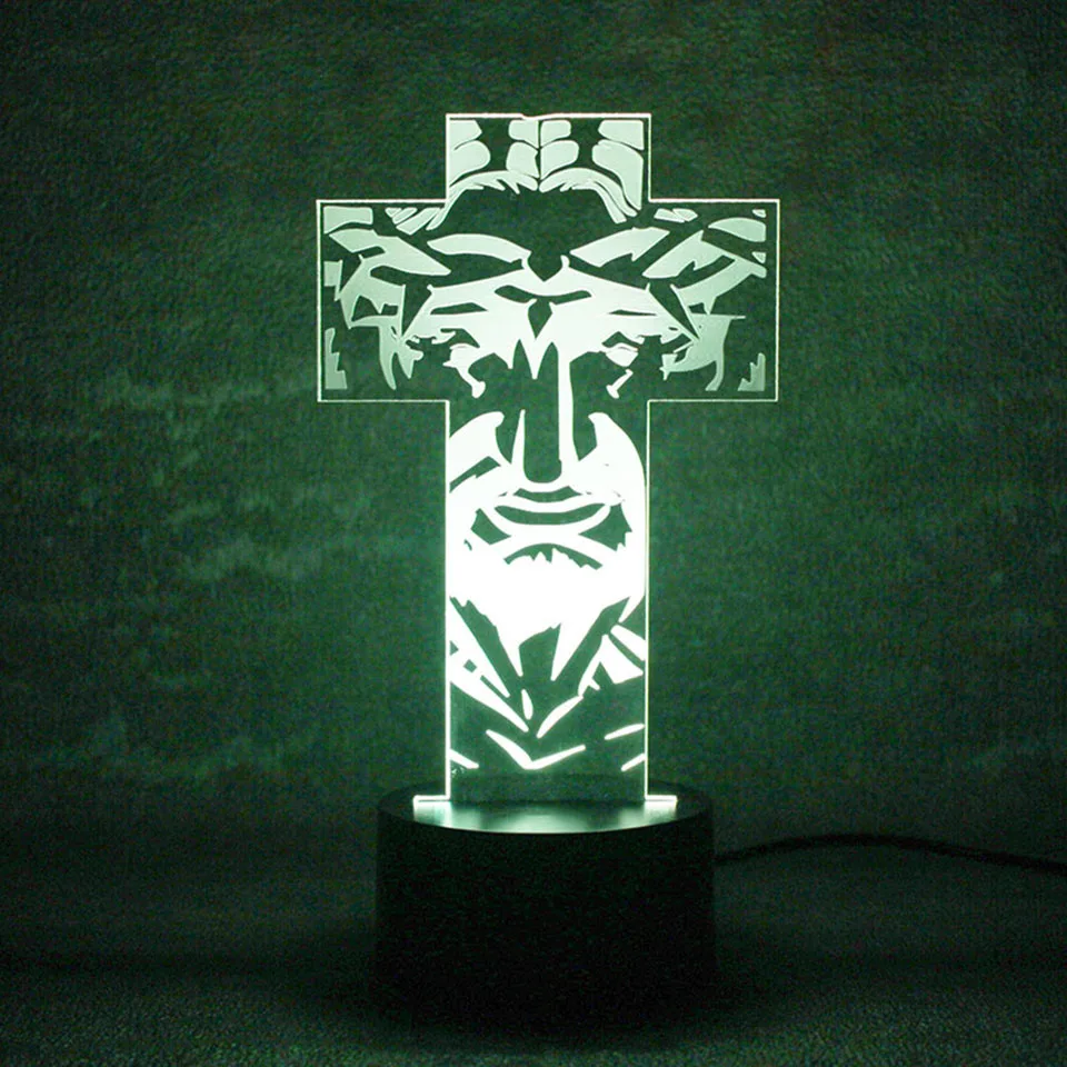

3D USB Led Visual Night Light Jesus Cross Creative Bedroom Bedside Sleep Table Lamp Lighting Cross Lamp For Kids Gift Home Decor