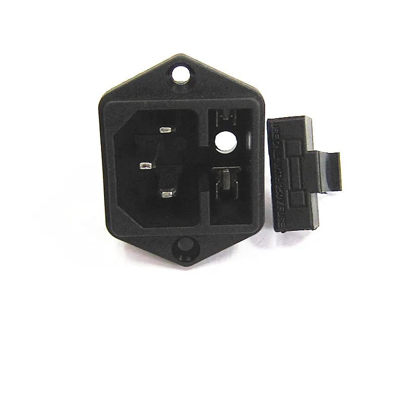 

NEW Panel Mounted 3 Pin IEC 60320 C14 Inlet Male Power Plug 15A AC 250V w/ fuse holder