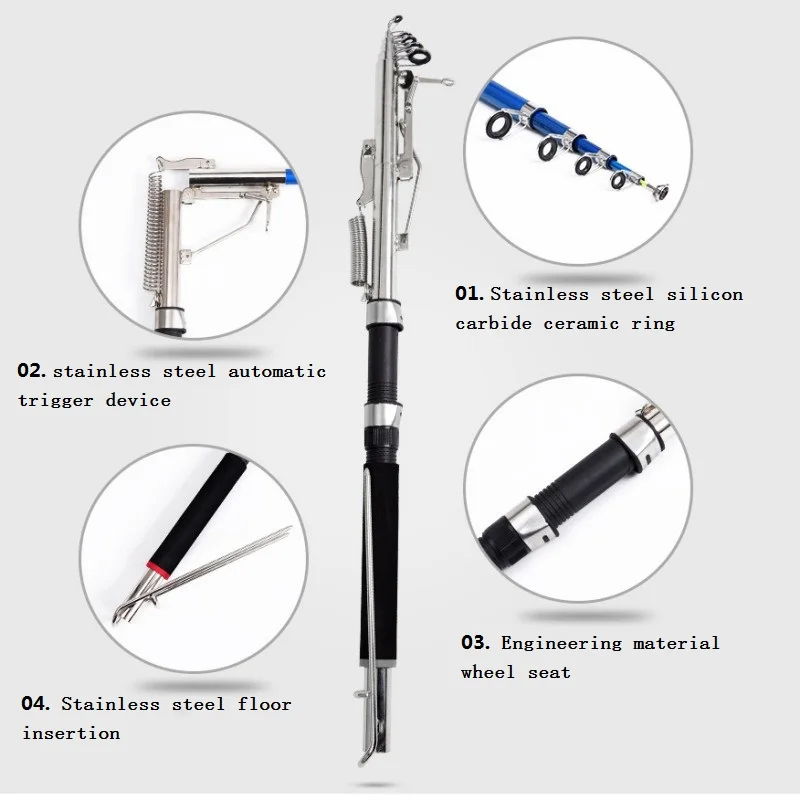 

New Sea Fishing Rod 2,1 / 2,4 / 2, 7 m Automatic Fishing Telescopic Fishing Rod