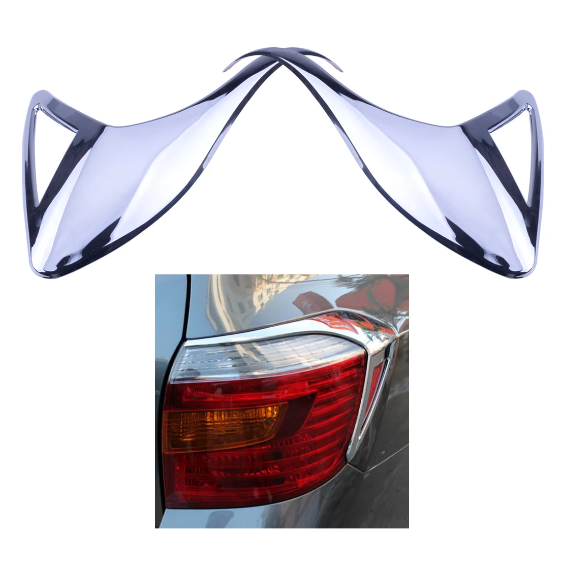 

CITALL 2pcs ABS Chrome Auto Rear Sliver Light Tail Lamp Cover Trim Fit for Toyota Highlander 2008 2009 2010 Car Styling