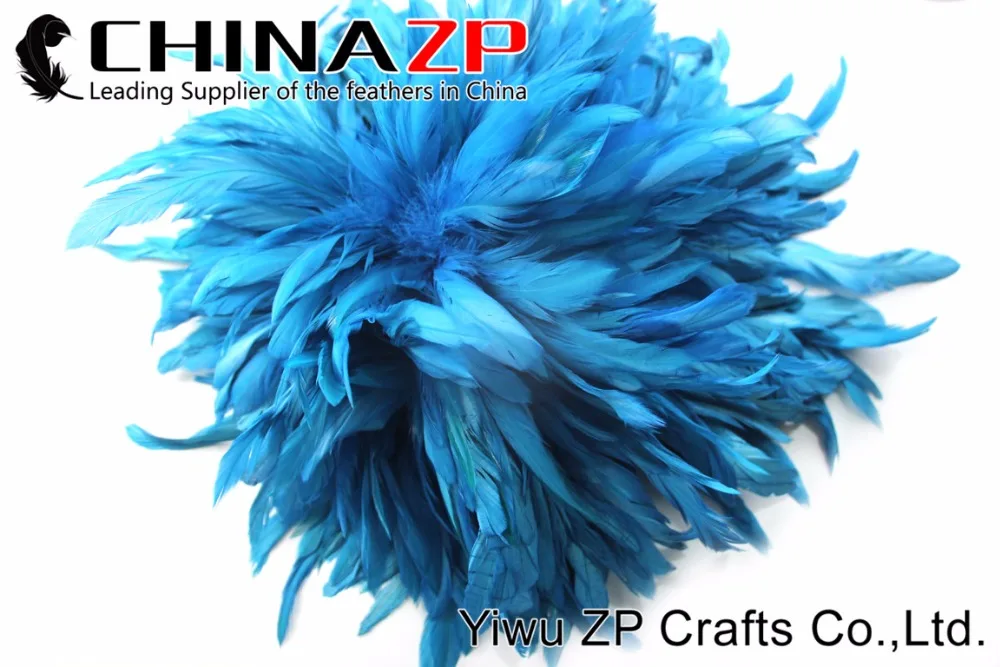 11 Dyed Turquoise Blue Strung Rooster Schlappen Feathers (2)