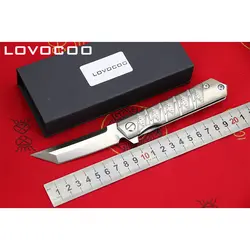 LOCOVOO ST-202 Новое поступление D2 лезвие титановая ручка Флиппер Складной нож Открытый Отдых на природе Охота Карманный фрукты Ножи EDC