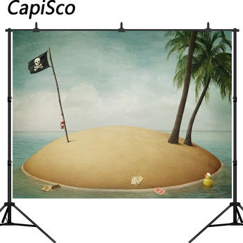

Capisco Pirate Backdrop Island Sea Coconut Tree Kids Birthday Party Baby Shower Photography Background Photo Booth Studio Props