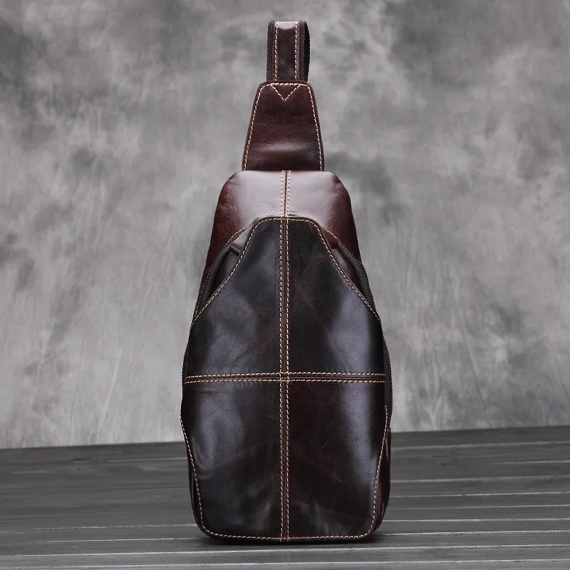 

042018 new hot good quality man chest bag male leather messenger bag