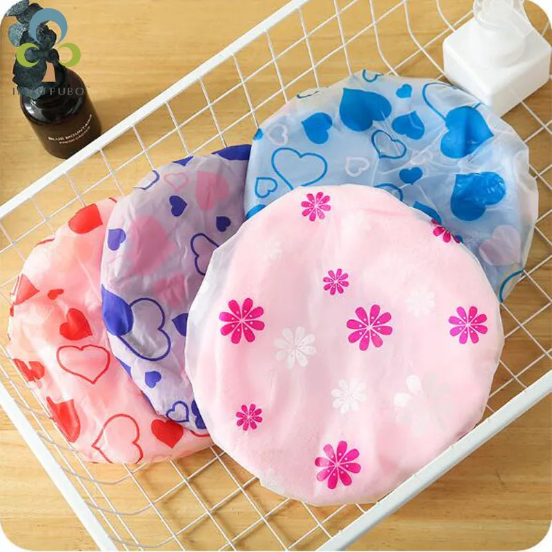 1pc Double thick waterproof ladies shower caps Bathroom Adult dry