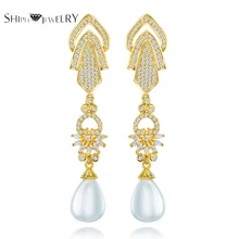 ФОТО shipei new arrival elegant design simulated pearl earring drops fashion dangles earrings for party/travelling