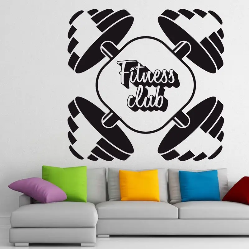Gym Name Sticker Fitness Dumbbell Crossfit Decal Body building Posters