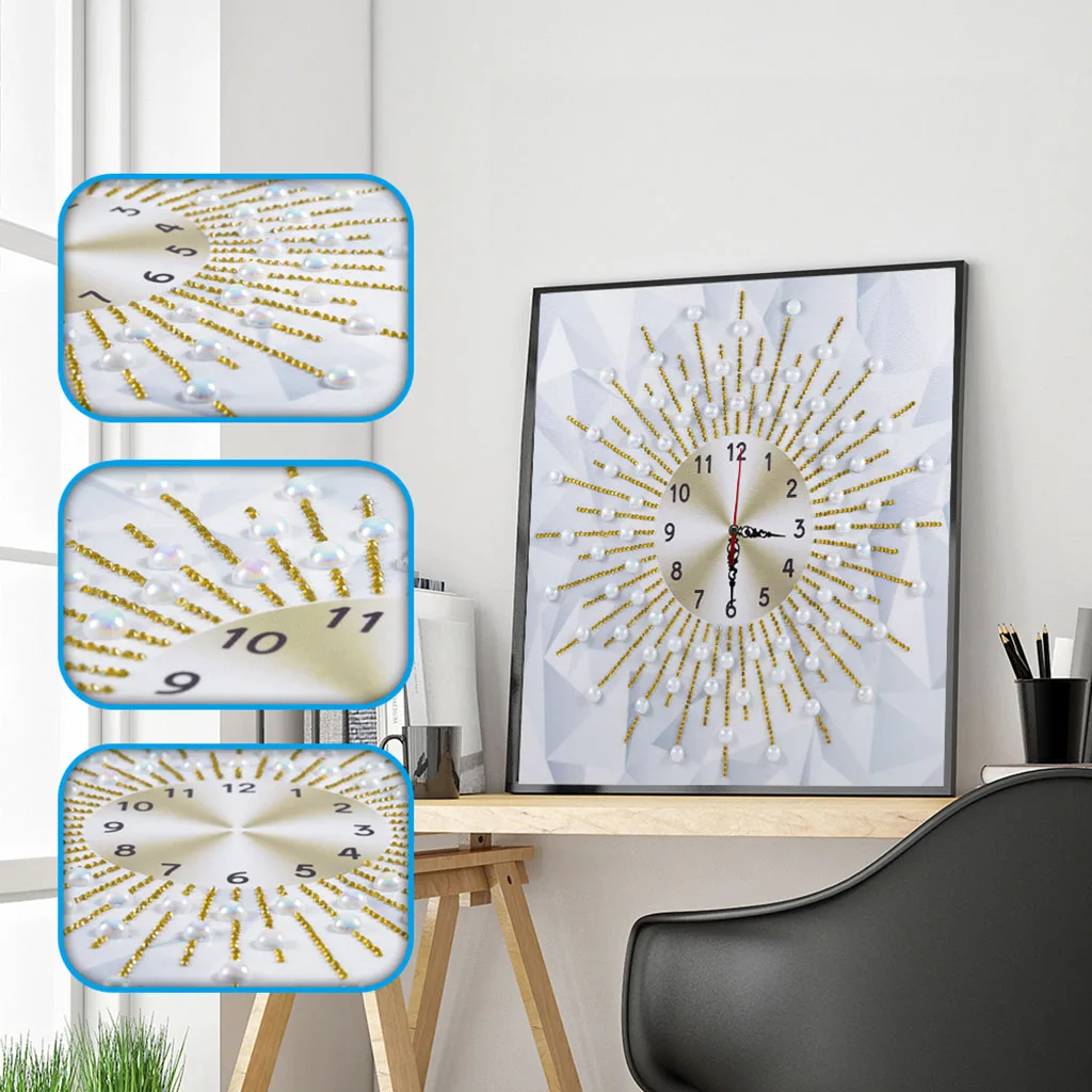 

5D Special Shaped Embroidery Wall Clock DIY Gold Diamond Painting Cross Stitch Diamond Crafts Home Decor Crystal Rhinestone