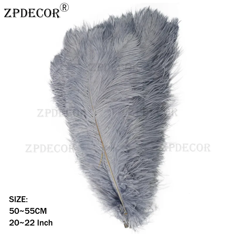 20-22 дюймов 50-55 см Frist-grade страусиное перо для изготовления ювелирных изделий DIY - Цвет: Серый
