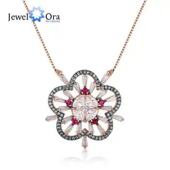 

925 Sterling Silver Pendants Charming Plum Blossom Necklaces Cubic Zirconia For Women Lady Jewelry Hot Sale(Jewelora NE102924)