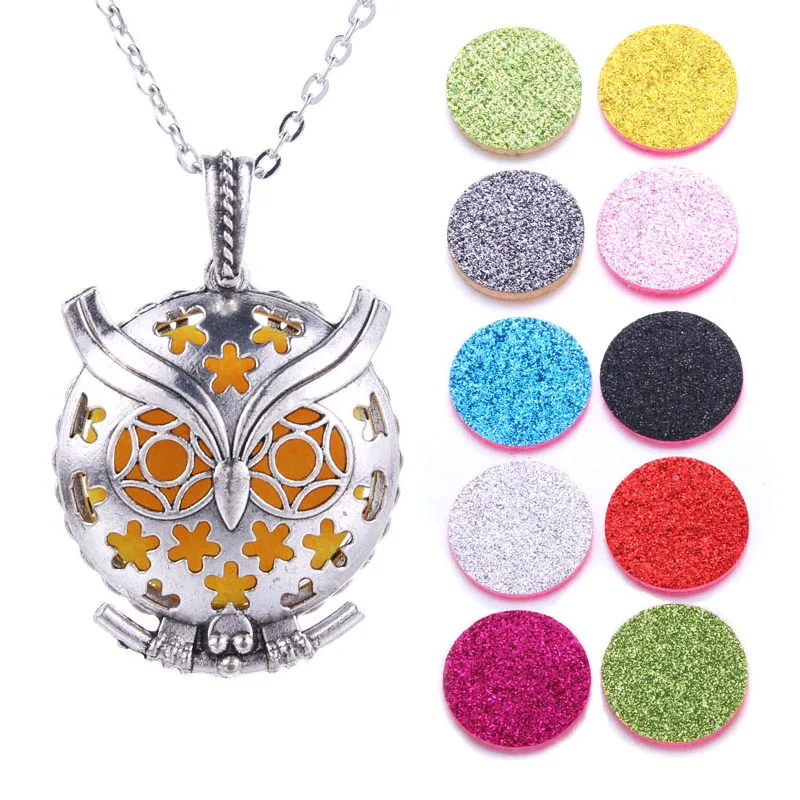 Owl Aroma Diffuser Necklace Open Antique Vintage Lockets Pendant