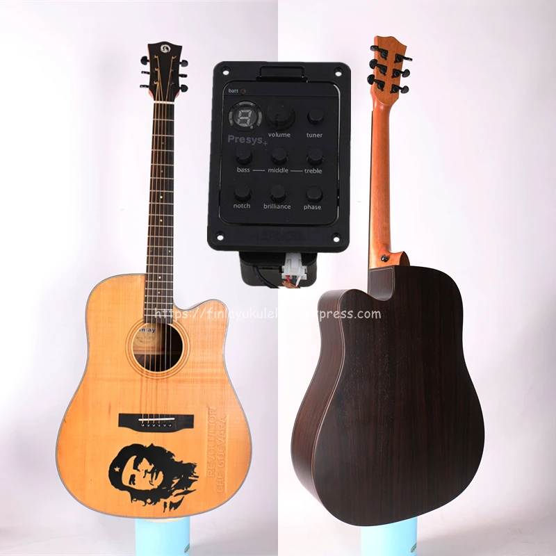 

Finlay 41" Electric Guitar,Solid Spruce Top/Rosewood Body,Drawing carving Top, guitars china With Hard case,DK-418CE