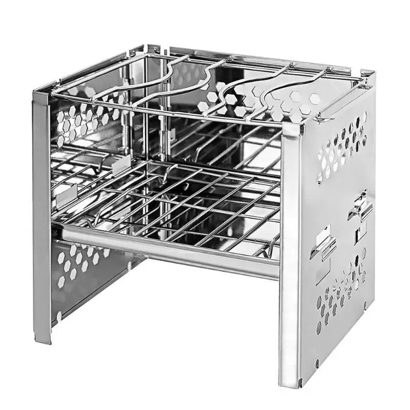 Складные деревянные печи для кемпинга, пикника, пешего туризма, пожарные печи из нержавеющей стали, печи для приготовления пищи, барбекю, мини-грили