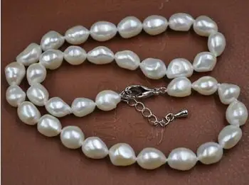 

Elegant 10-12mm 17.5 inch Baroque real cultured pearl necklace women's jewelry noble lady's CZ Luxury Ms. girl