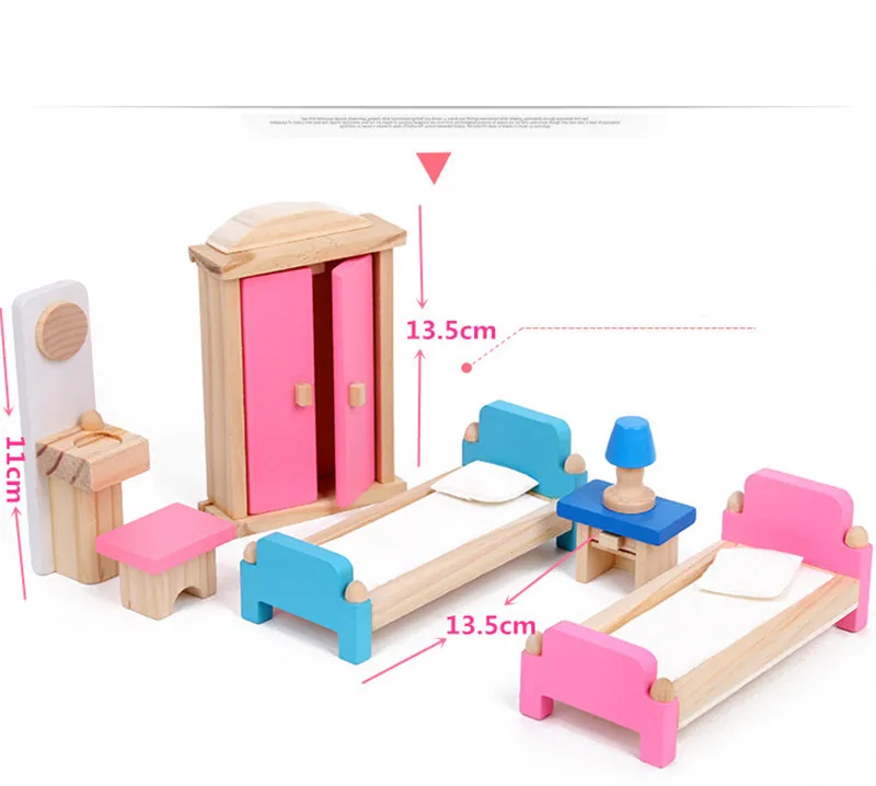 Миниатюрная мебель для кукольного домика, деревянный кукольный домик, наборы мебели, Обучающие ролевые игры, игрушки для детей, подарки для девочек