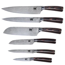 6 Stück Set Hochwertigem Edelstahl Messer Farbe Holz griff schönheit muster sharp klinge küchenmesser xyj marke kochen werkzeuge