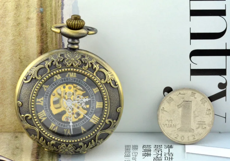 Мужские и женские механические часы скелетоны с подвеской лупой|pocket & fob watches|fob