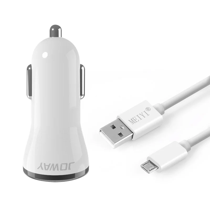 white 100cm cable JOWAY 2 USB выход Автомобильное зарядное устройство 2.4A Макс(реальная) Быстрая зарядка+ микро USB кабель Android кабель 2 м 3 м USB шнур провод для samsung htc LG - Тип штекера: white 100cm cable