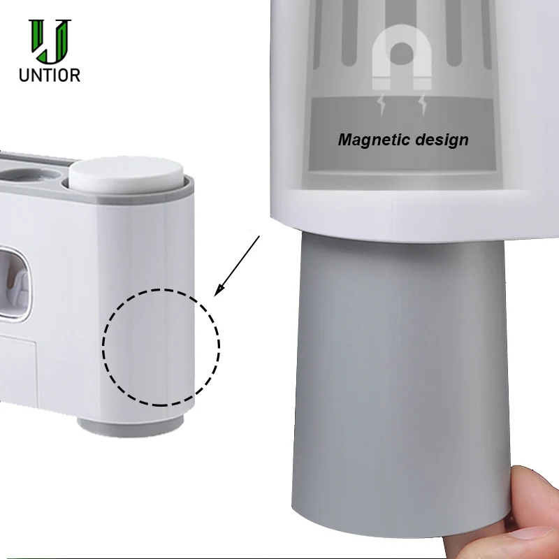 Online UNTIOR Wand Montieren AutomaticToothpaste Dispenser Squeezer kunststoff sucker Zahnbürste Halter Badezimmer Zubehör Set Mit 4 Tassen