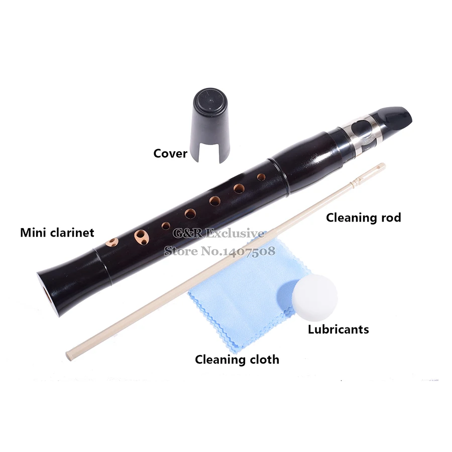 Карманный музыкальный инструмент с клавишей мини флейта черного цвета|clarinet