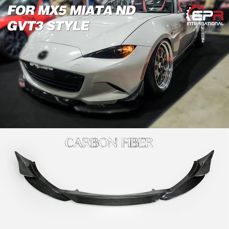 FRP Front Lip Racing For Mazda MX5 Miata ND GVT3 Style Carbon/Glass Fiber Front Lip Body Kit Trim For MX5 Miata Tuning FRP Front Lip Racing For Mazda MX5 Miata ND GVT3 Style Carbon/Glass Fiber Front Lip Body Kit Trim For MX5 Miata Tuning