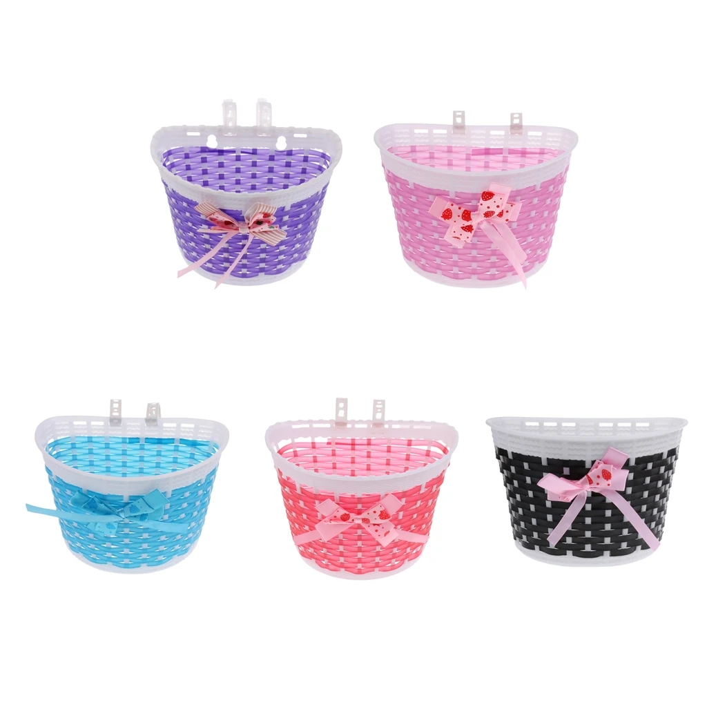  Bicycle Basket Front Bag Rear Hanging Basket Panniers Bike Bowknot Front Basket For Children Girl Gifts Cycling Accessories