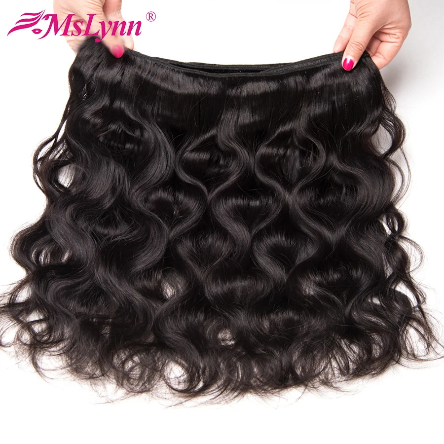 Mslynn Hair Body Wave Bundles Indian Hair 100% Human Hair Weave Bundles 8-28 Inch Non Remy Hair Extension 1/3/4 Piece Available