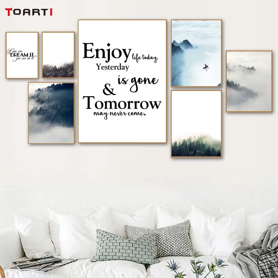 

Foggy Forest Landscape Nordic Poster Wall Art Prints Picture Bedroom Canvas Painting Art Murals Dream It Enyjoy Today Home Decor