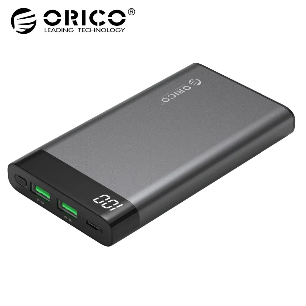 ORICO 10000mAh Power Bank with Display Screen 5V 2A External Battery Charger for Samsung Xiaomi Huawei Phones Tablets