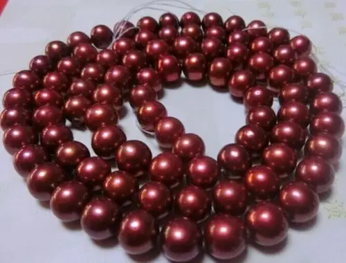

FREE SHIPPING HOT sell new Style >>>> elegant 12mm south sea wine red earl SHELL PEARL necklace 18inch14k