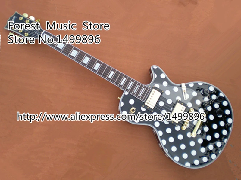 

Top Selling Randy Rhoads Signature Black LP Custom Block Inlay Electric Guitar with Polka Dot Left Handed Available
