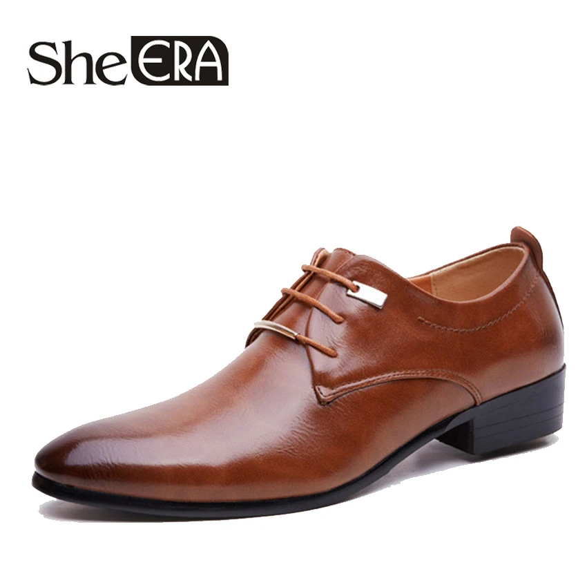 

2018 Spring Business Wedding Shoes Pointed Toe Men Dress Shoes PU Leather Oxfords Formal Shoes For Male Luxury Men Shoes