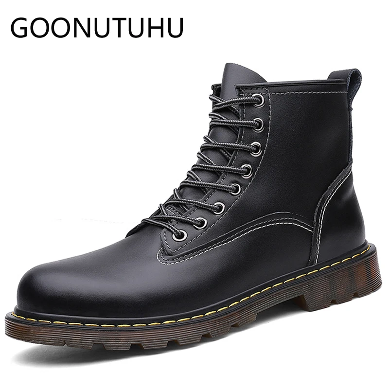 

Fashion Men's boots casual leather shoes male autumn winter work army ankle boot man shoe combat military boots for men hot sale