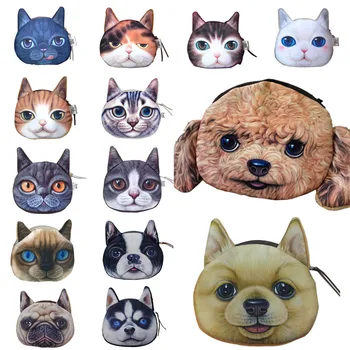 

Hot Selling Cat Dog Pet Face Women Coin Wallet Purse Mini Bag Kids Coin Purse Pouch Women Wallets Coins Bags -B5