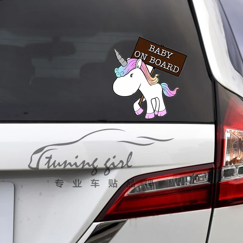 

Car Stickers Horse Pony Unicorn Cartoon Baby In Car Cute Lovely Creative Decals Relective Auto Tuning Styling D10