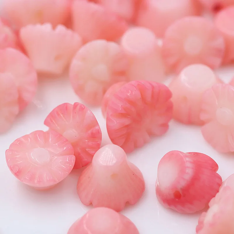 

10 pcs/lot Pink Flower Natural Stone Beads for Jewelry Making Coral Material DIY Bracelet Necklace Accessories PJ0421