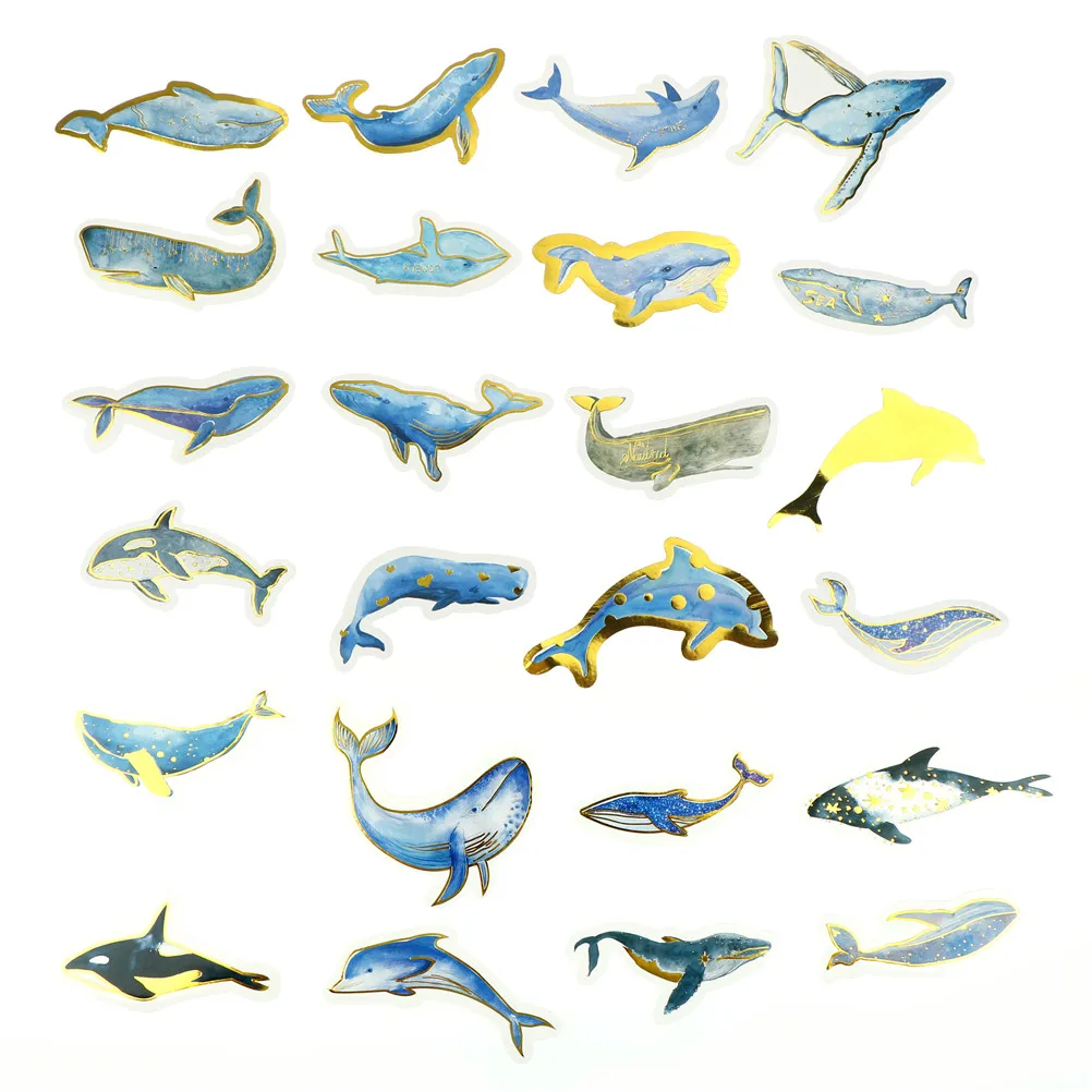 

24Pcs DIY Island Whales Hand Account Fridge Magnets DIY Scrapbook Label for DIY Scrapbooking Diary Phone Refrigerator Sticker